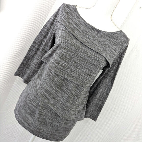 ANN TAYLOR LOFT! MARLED BLUE, GRAY LAYER FRONT, LONG SLEEVE TEE, SHIRT, TOP!SZ M - Picture 1 of 8